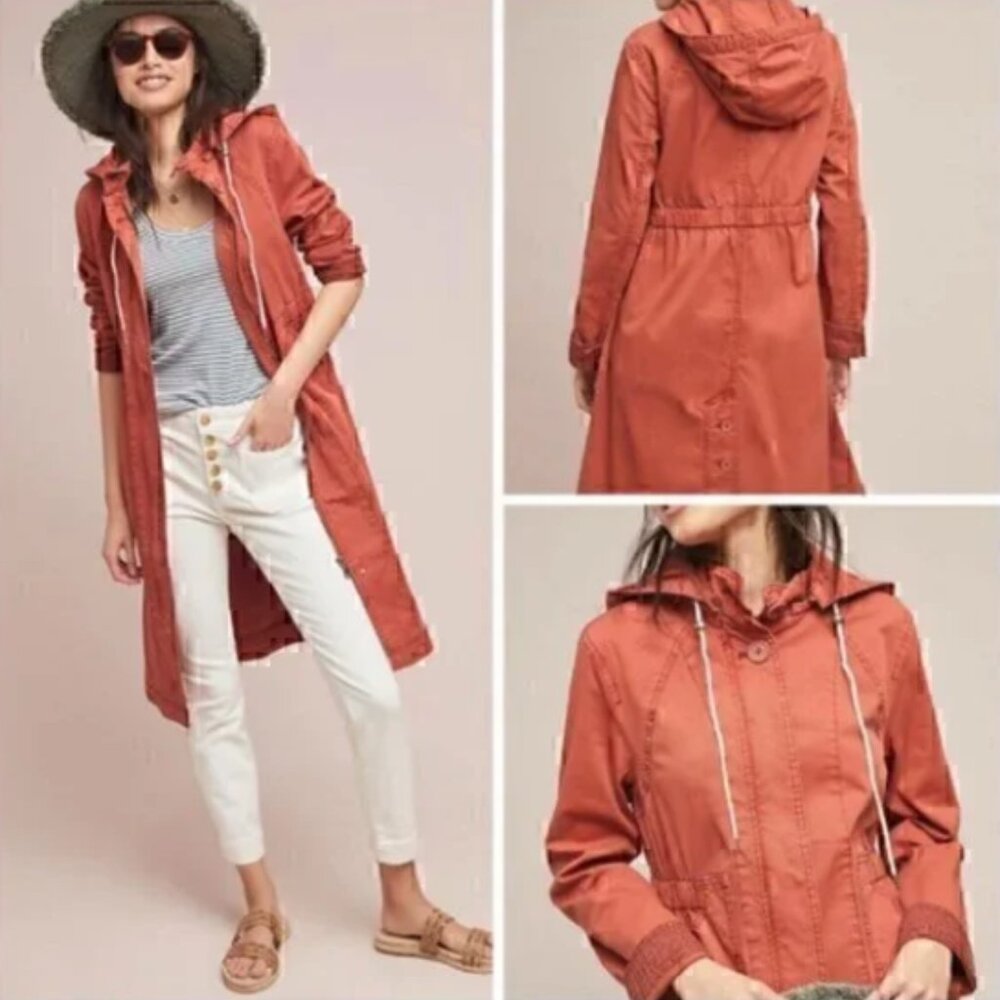 Anthropologie Longline Anorak Jacket Terracotta Size Small
